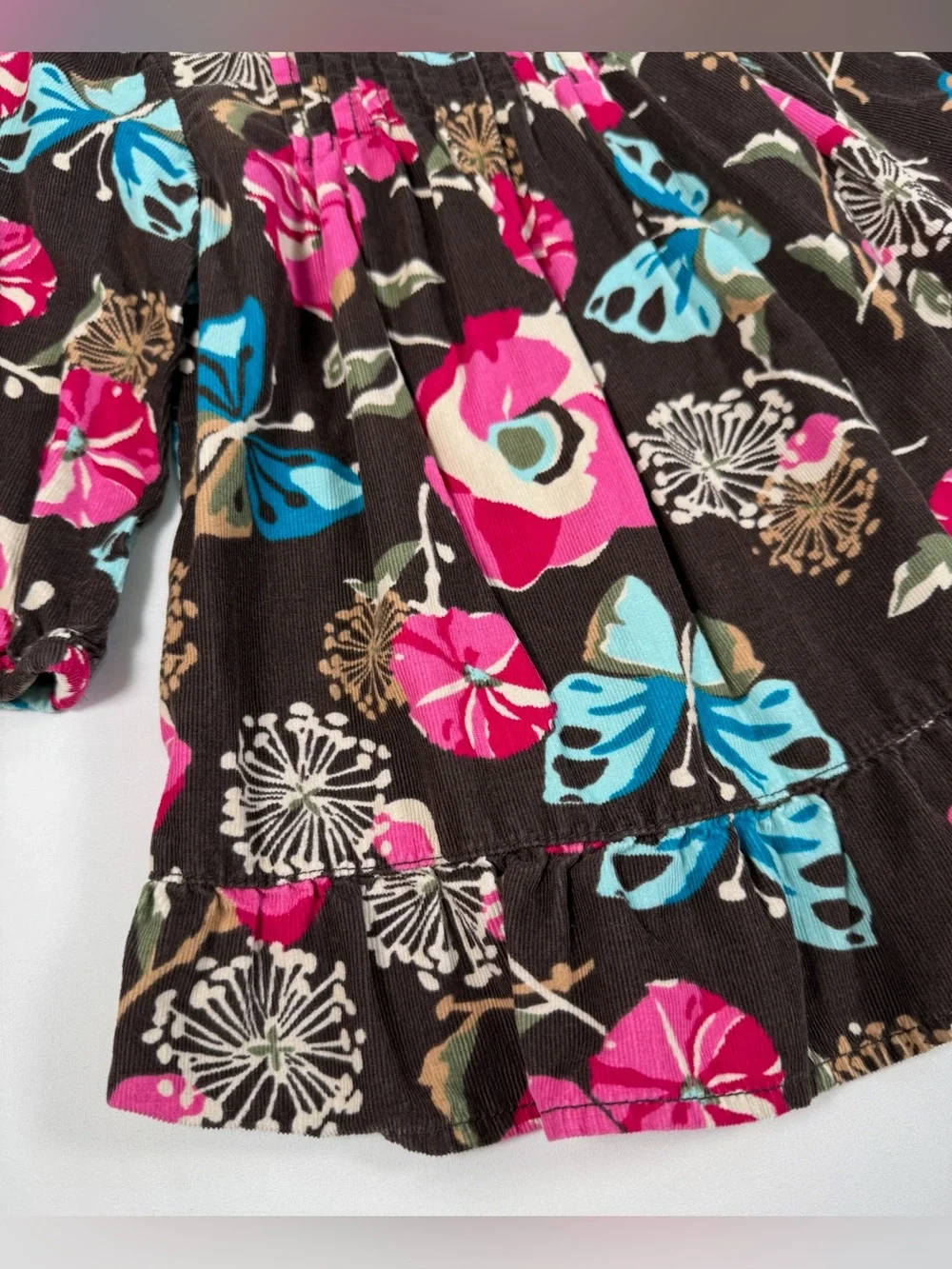 BABYGAP Toddler Girl Floral Cottagecore Butterfly Pinwale‎ Corduroy Dress 18-24M